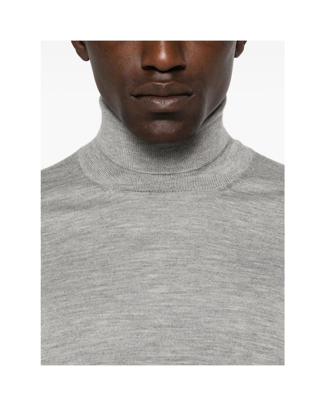 La Fileria Gray Turtleneck Long-Sleeve Sweater for men