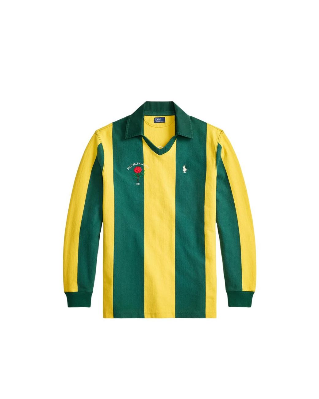 Ralph Lauren Yellow Striped V-Neck Polo Top