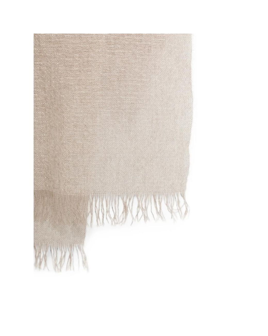 D'Aniello White Fringed Metallic Scarf