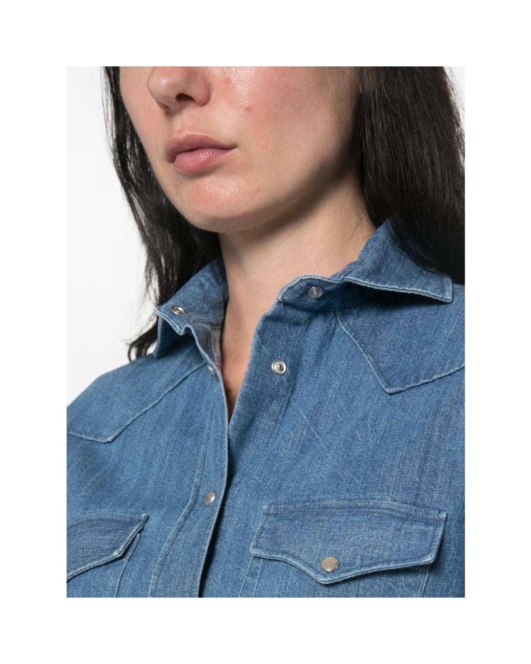 CAMICERIA MAZZARELLI Blue Western-Style Denim Shirt