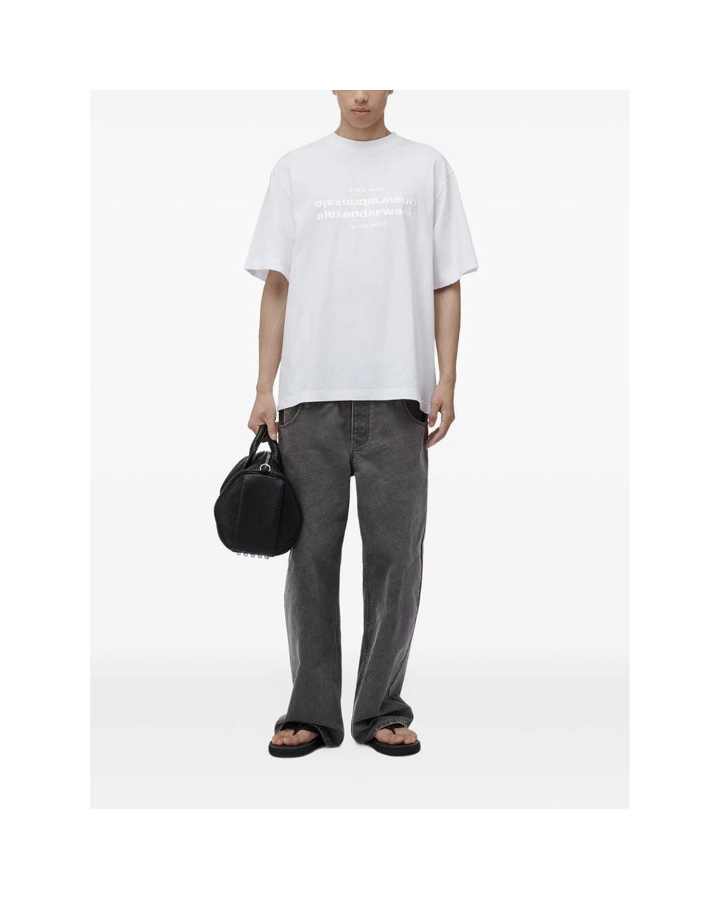 Alexander Wang White Short Sleeve T-Shirt W/ Mirror Logo for men