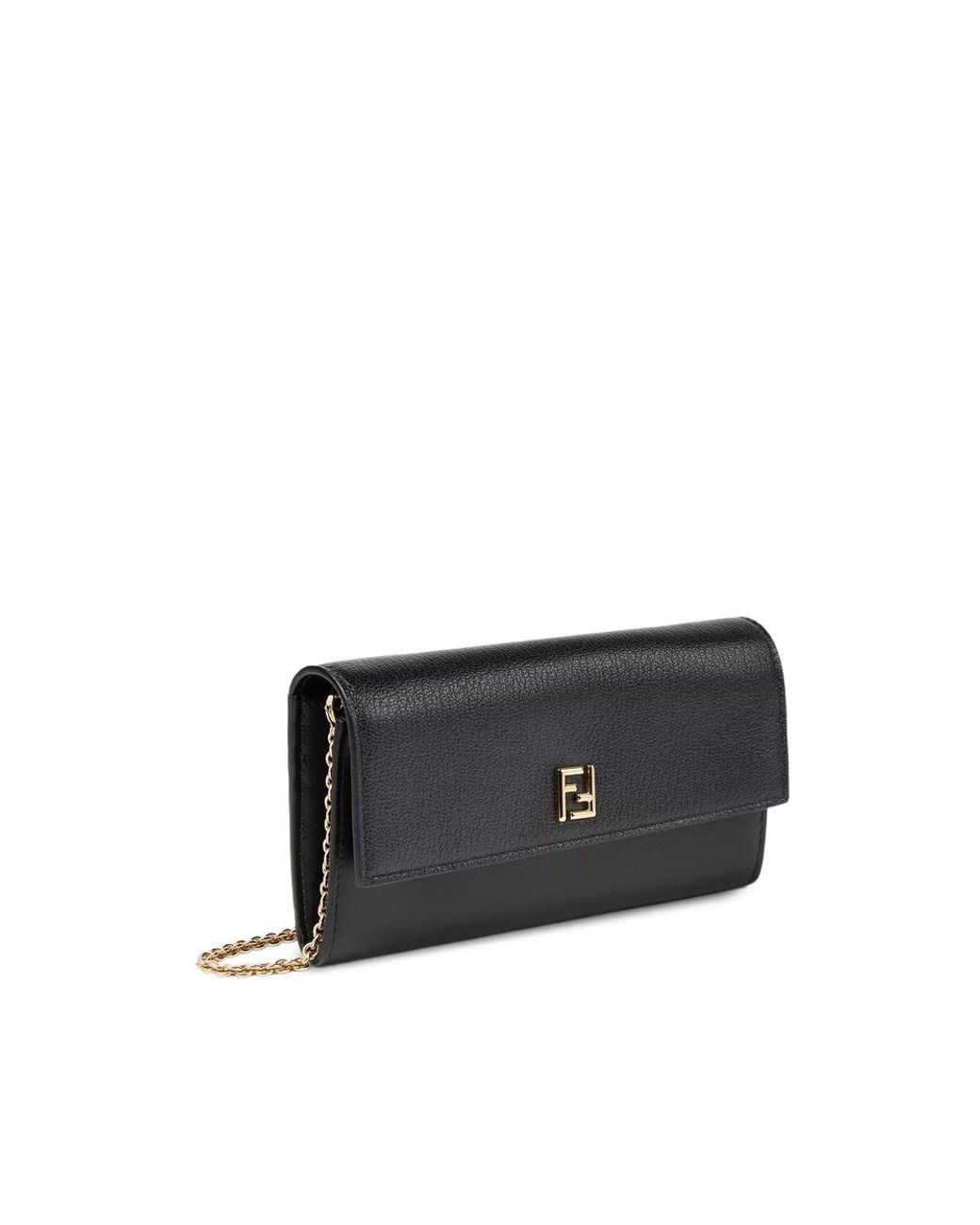 Fendi Black Ff Continental With Chain