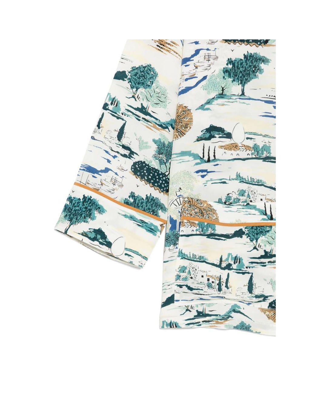 Olivia Von Halle Blue Yves Cadaqués Landscape-Print Pajamas