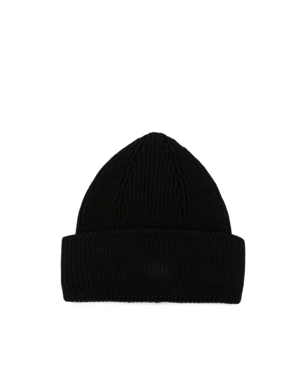 Roberto Collina Black Ribbed-Knit Beanie Hat for men