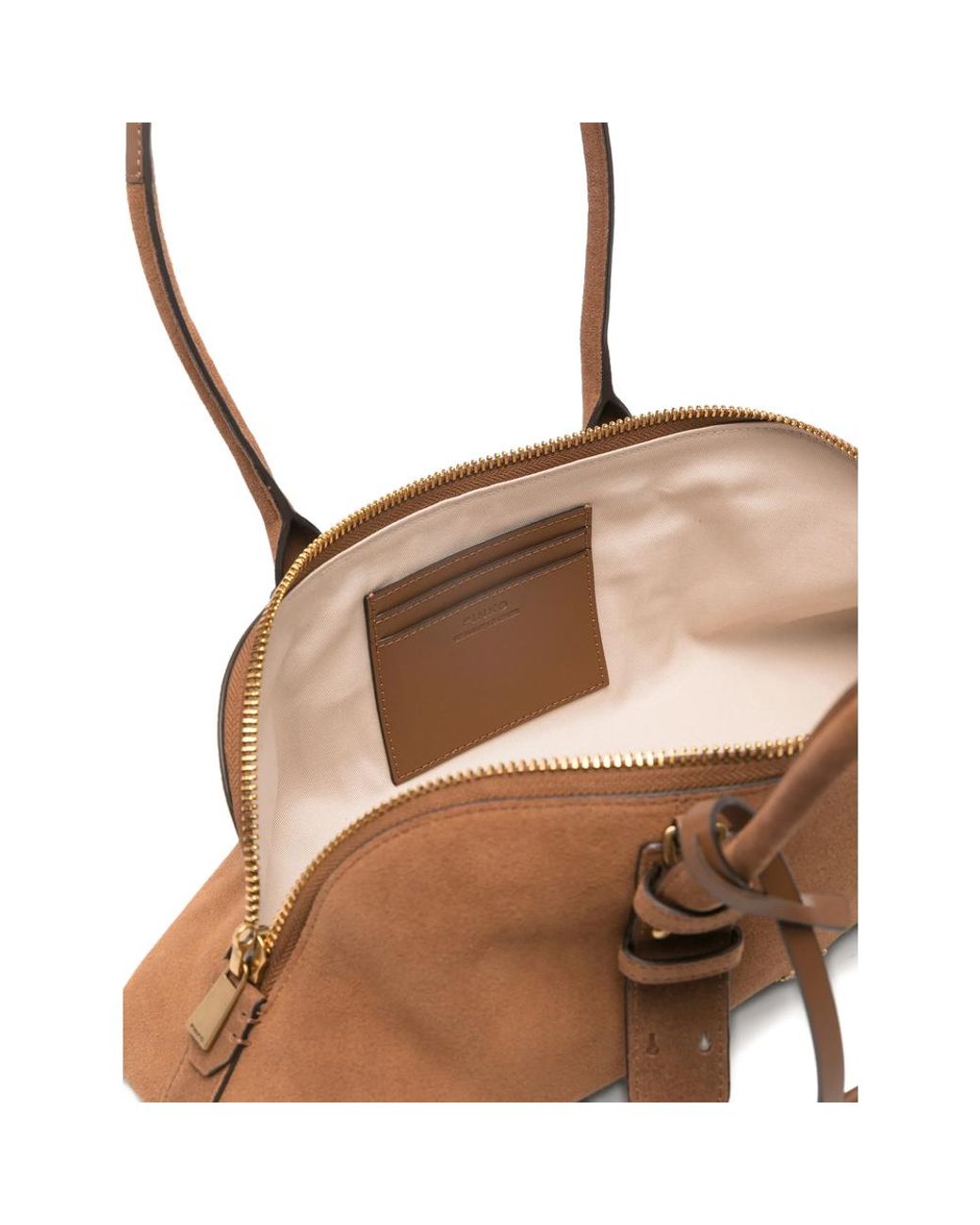 Pinko Brown Padlock Suede Tote Bag