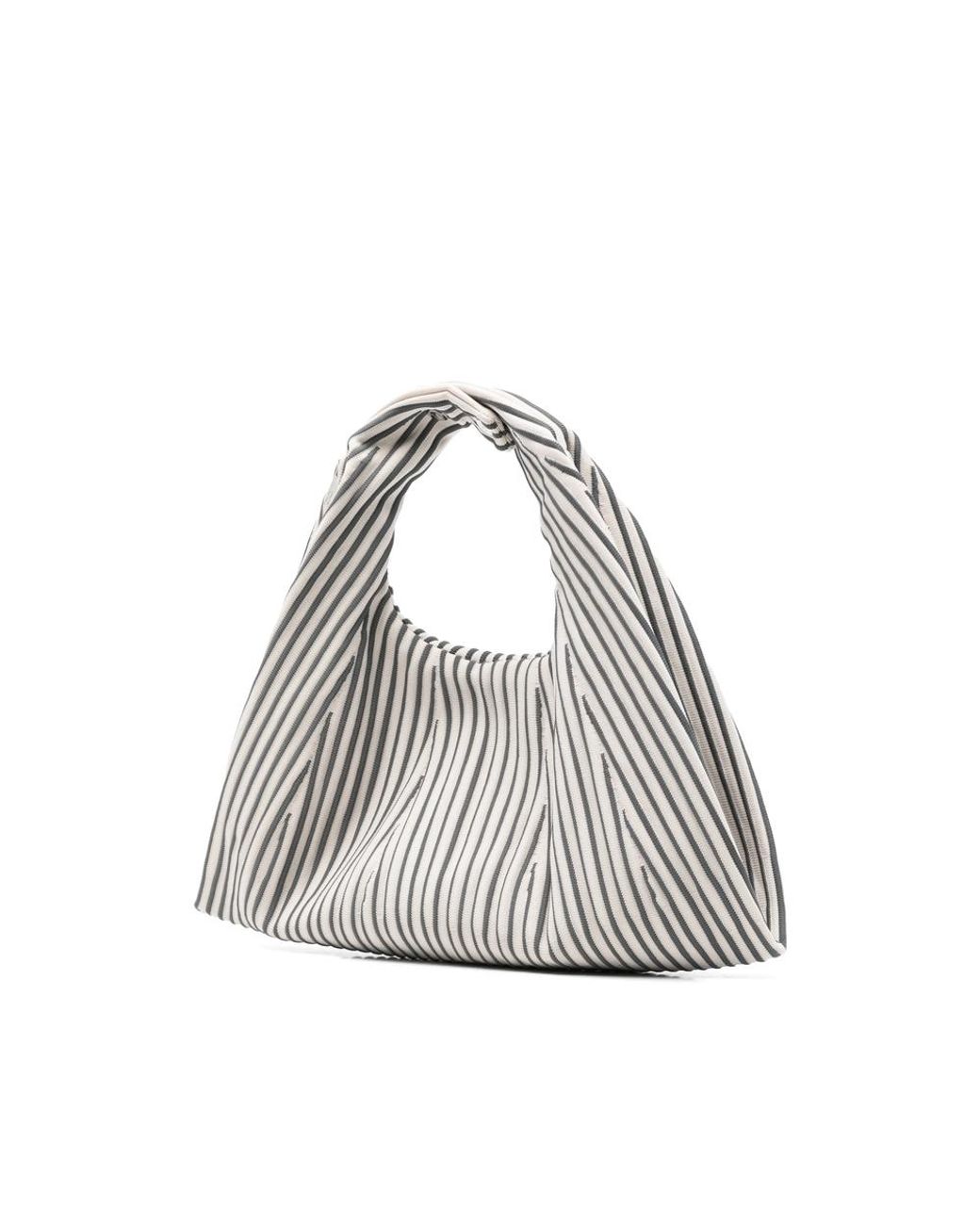 CFCL Gray Medium Dayfuku Pleated Striped Tote Bag