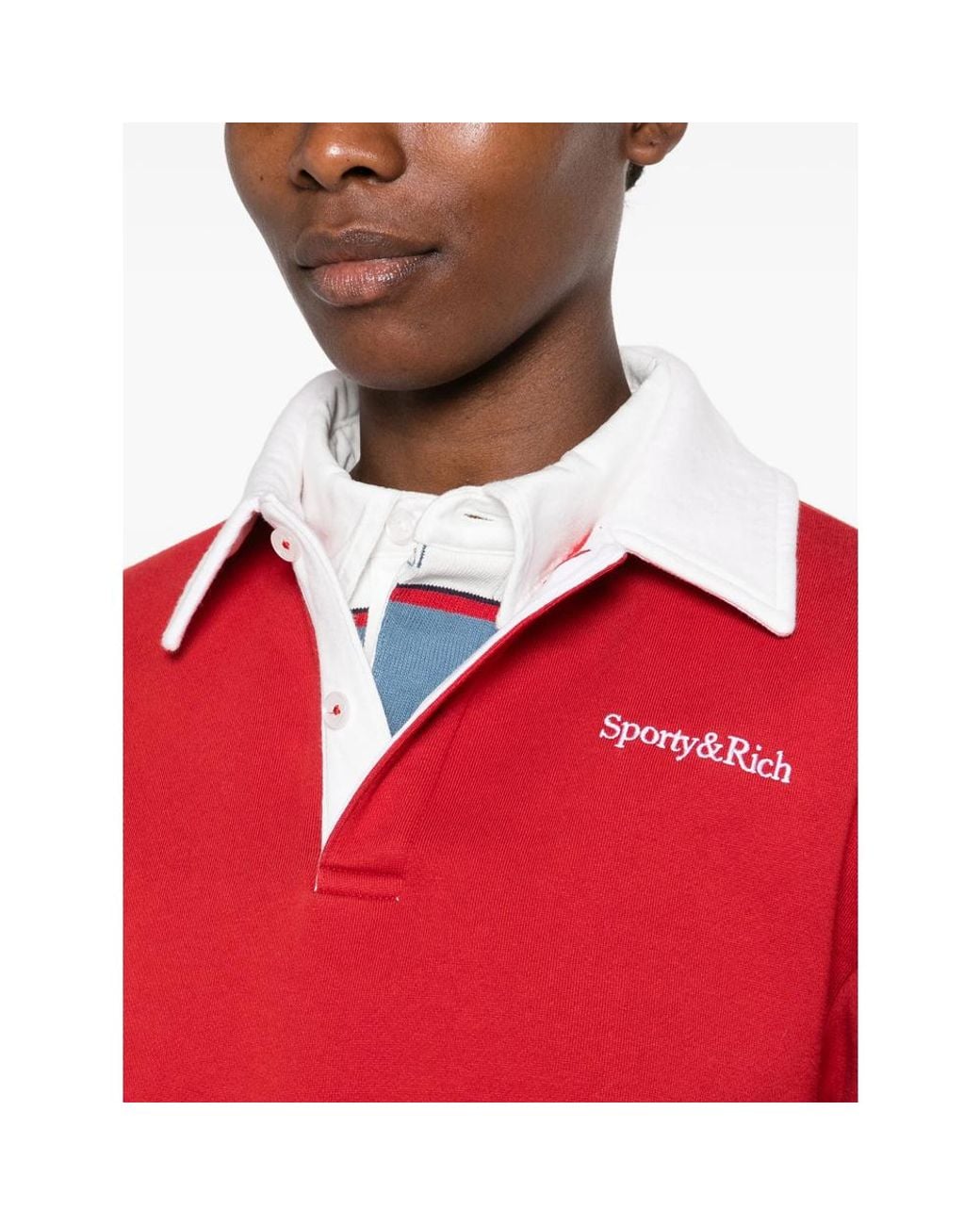 Sporty & Rich Red Evin Logo-Print Polo Shirt