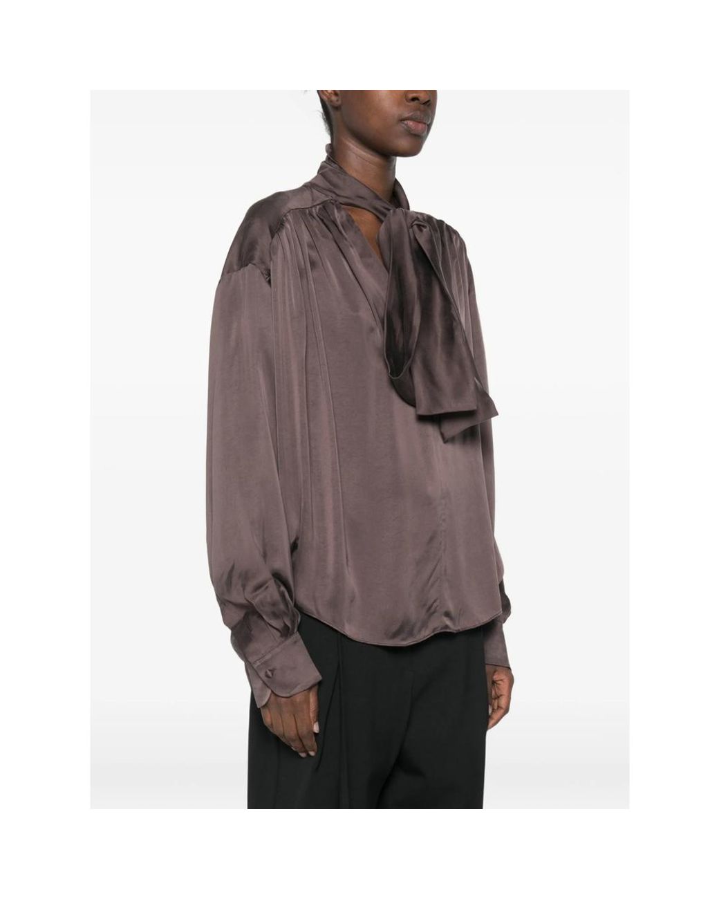 ANDAMANE Brown Mathilda Gathered Blouse