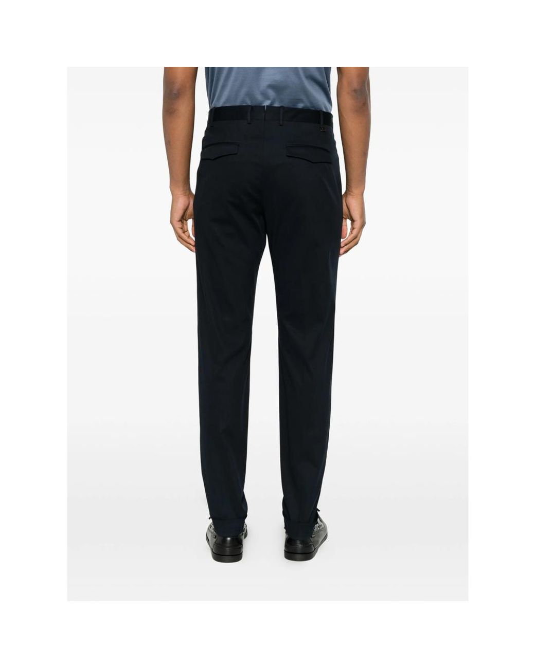 PT Torino Black Pleated-Front Tailored Trousers for men