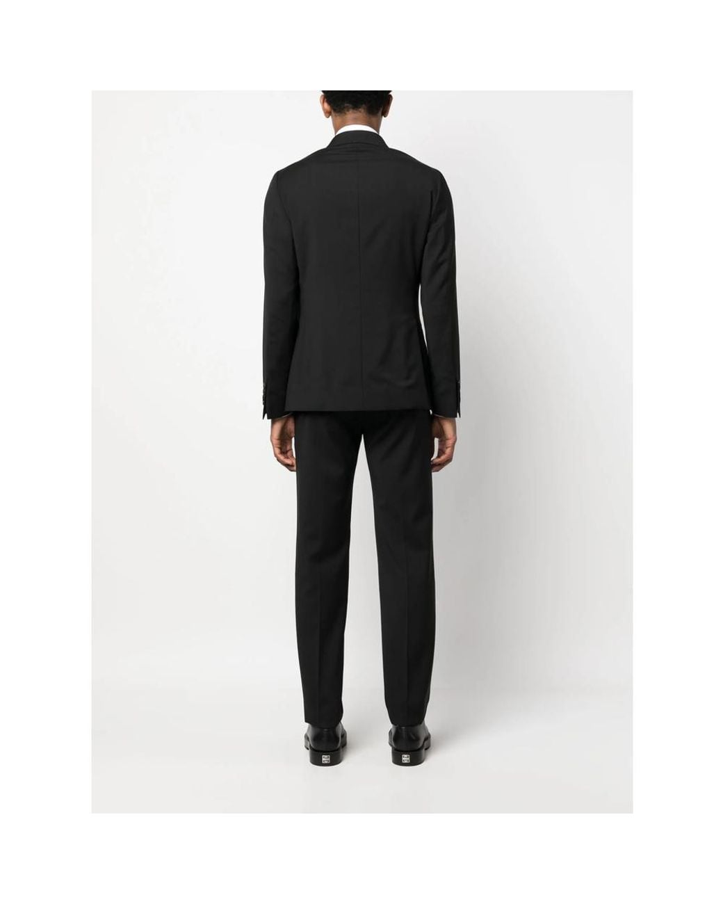 Eraldo Black Peak-Lapel Wool Double-Breasted Suit for men