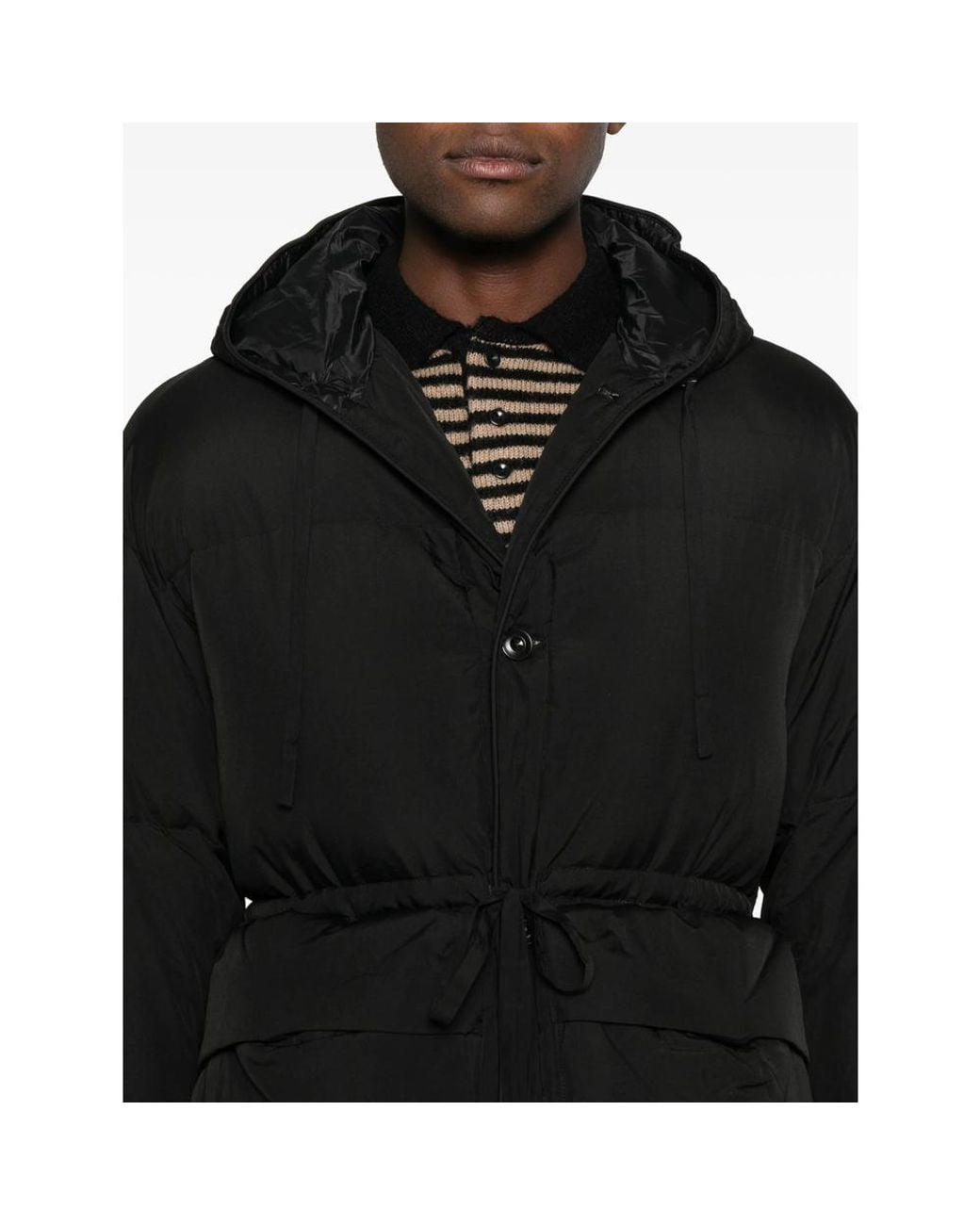 TONYWACK Black Hooded Padded Coat for men