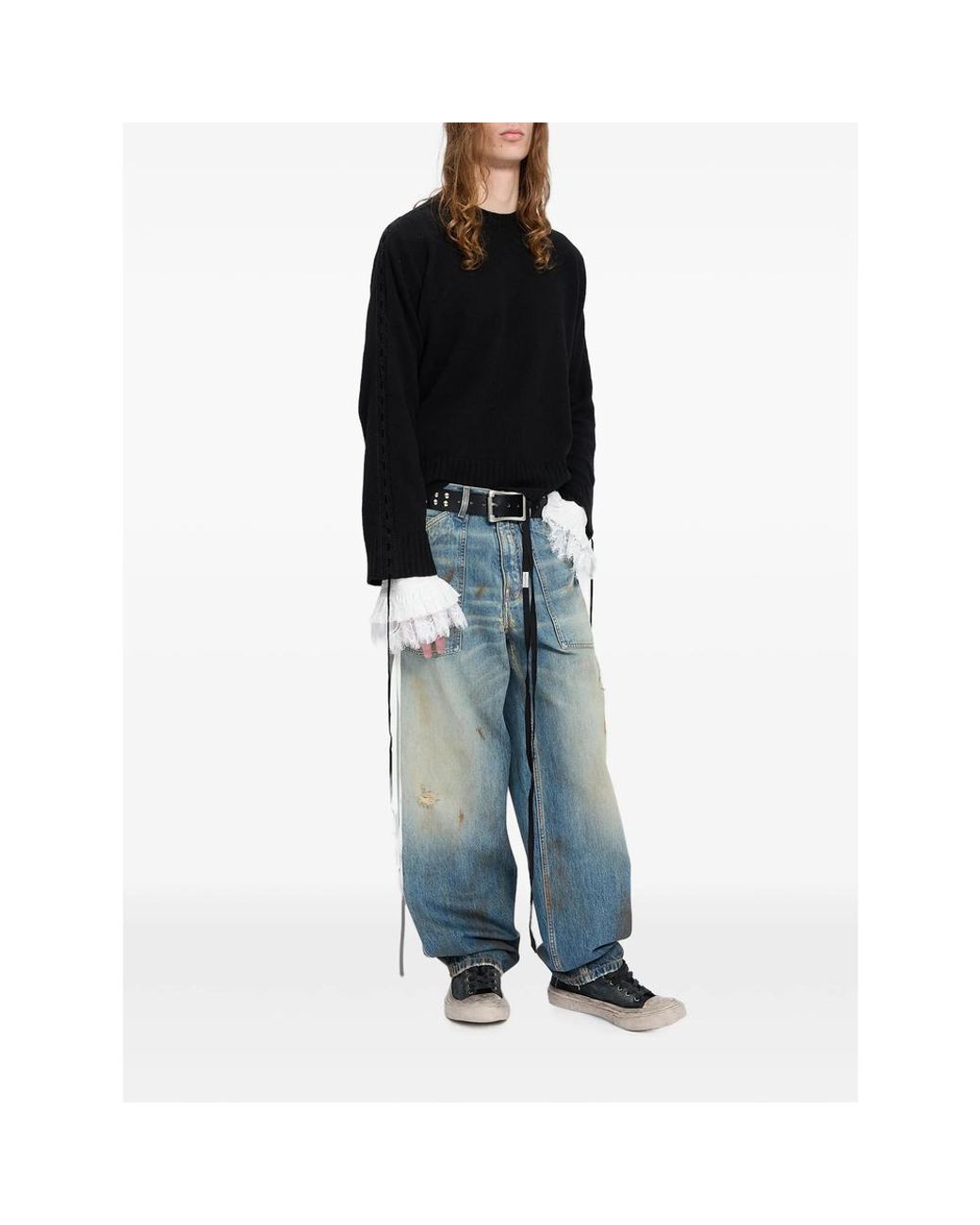 Ann Demeulemeester Black Crew-Neck Sweater for men