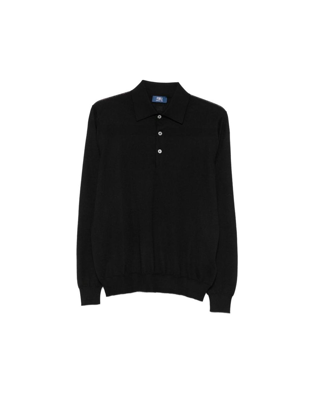 Fedeli Black Long-Sleeve Polo Sweater for men