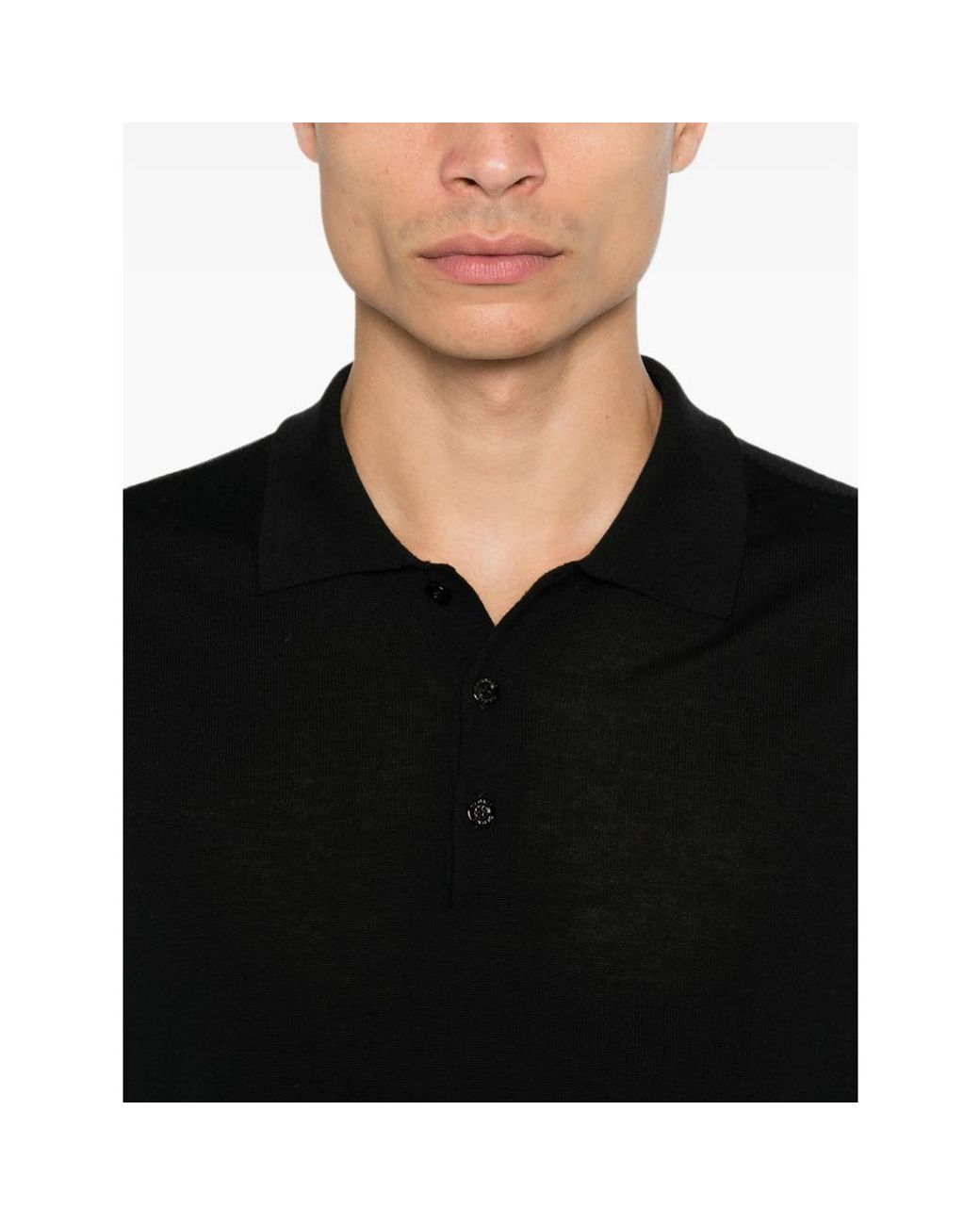 Canali Black Long-Sleeve Polo Shirt for men