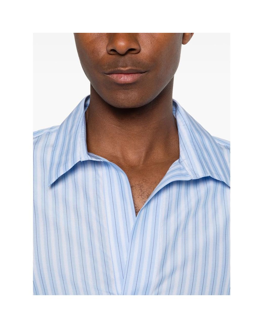 Altea Blue Striped Notch Shirt for men