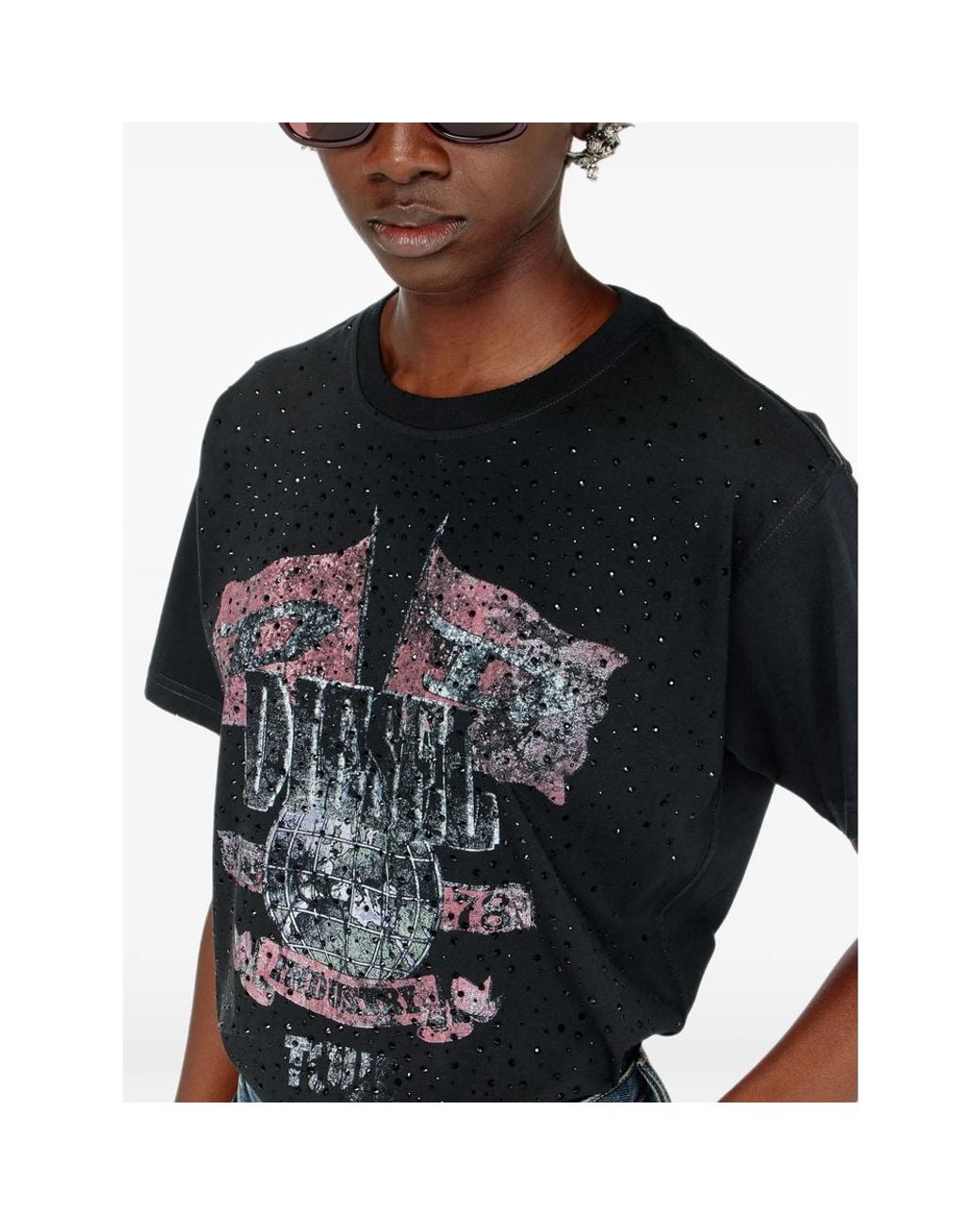 DIESEL Black Graphic Crew Neck T-Shirt