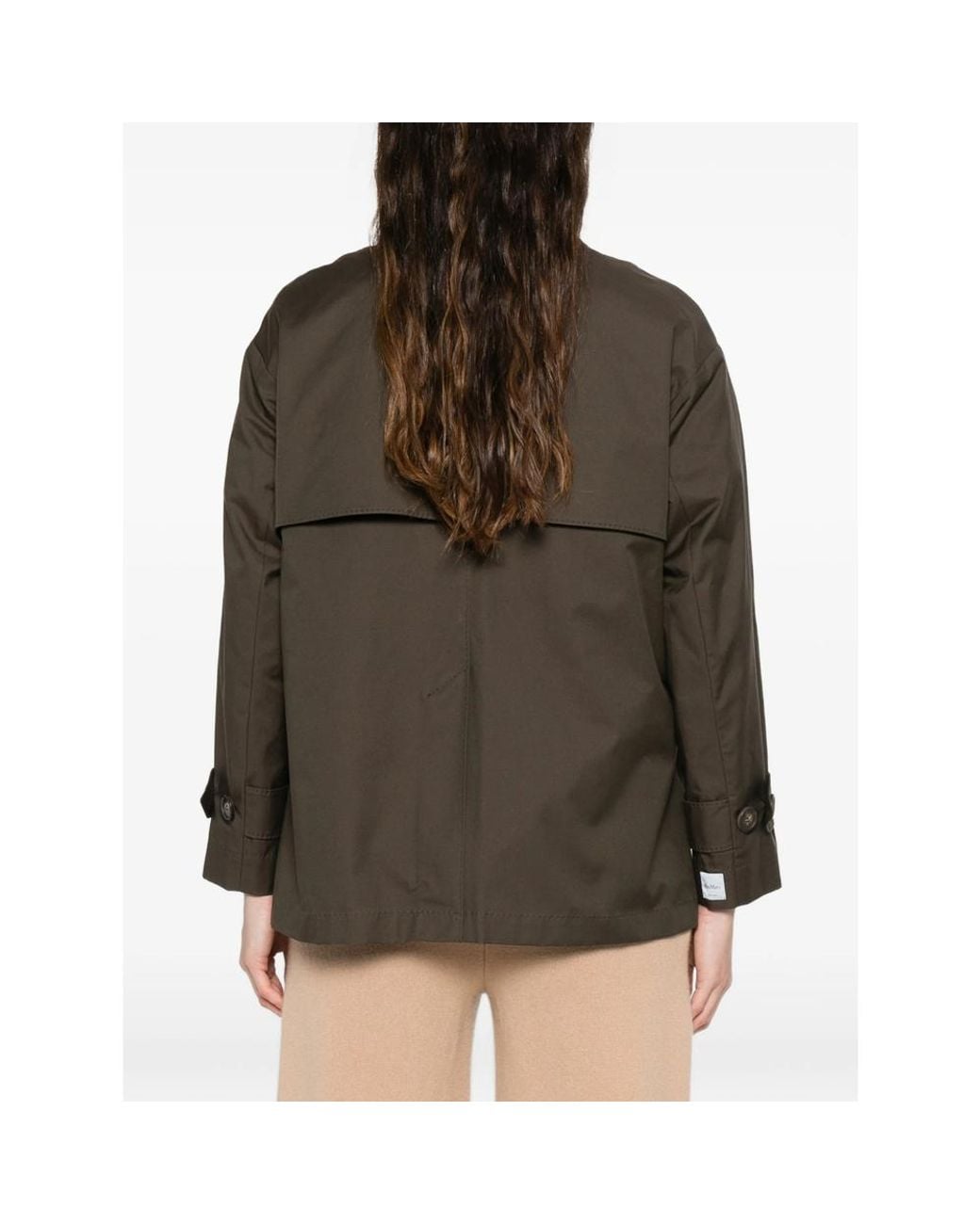 Max Mara Brown Logo-Patch Double-Breasted Coat