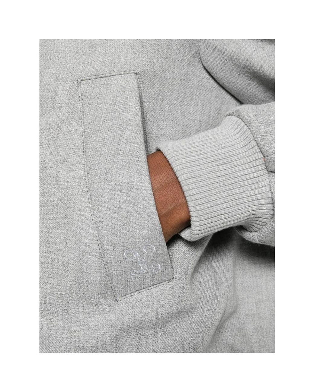 Closed Gray Zip-Up Bomber Jacket