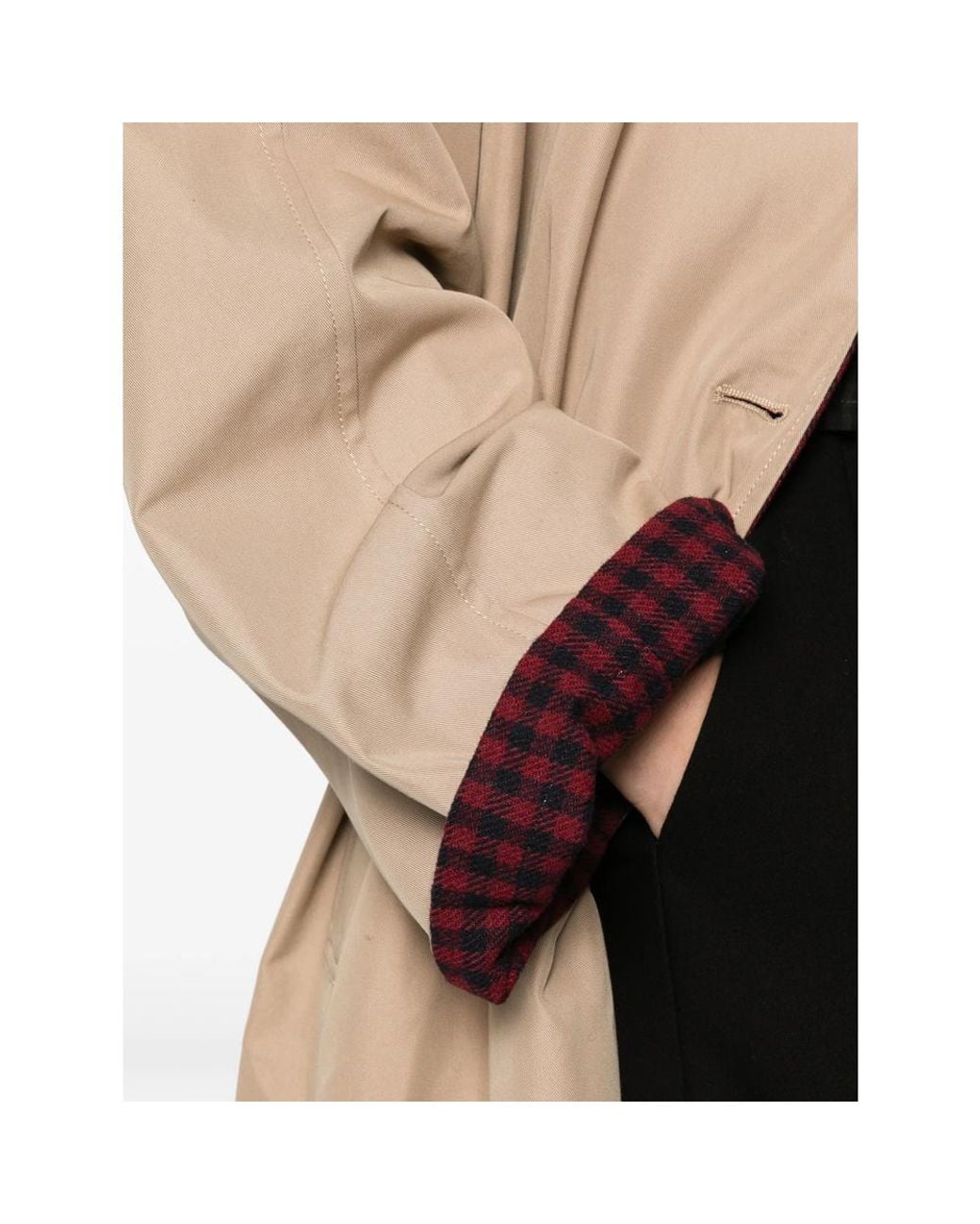 ELEH Natural Reversible Gingham-Print Coat