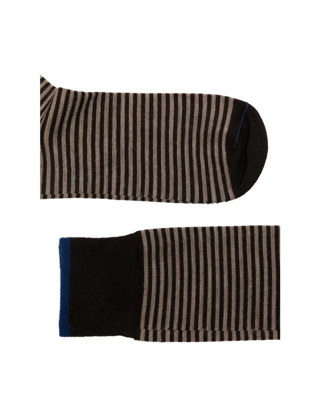 ANT45 Brown Thin Short Striped Ribbed-Knit Socks for men