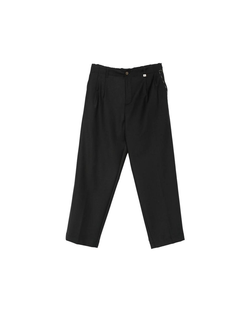 Myths Black Pleated-Front Straight-Leg Trousers for men