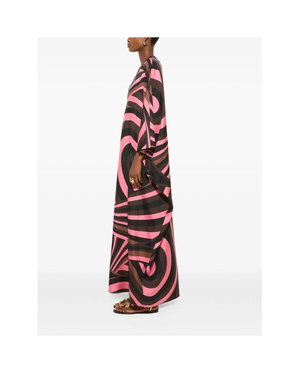 Emilio Pucci Red Iride Print Silk Kaftan