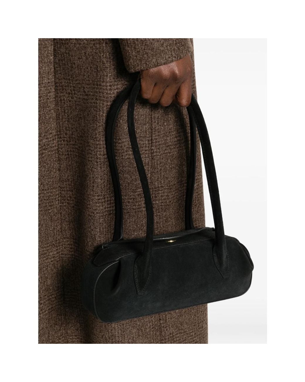 Yuzefi Black Mini Oyster Suede Tote Bag