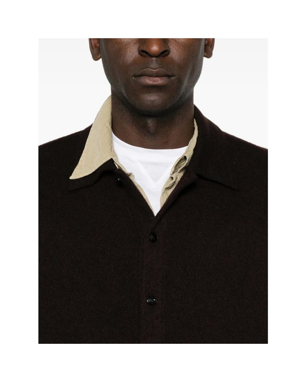 Umit Benan Black Winter Sunset Button-Up Long-Sleeve Cardigan for men