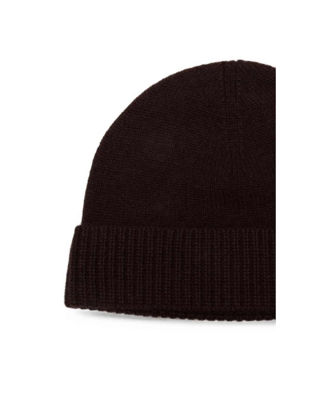 Joseph Black Ribbed-Trim Beanie Hat