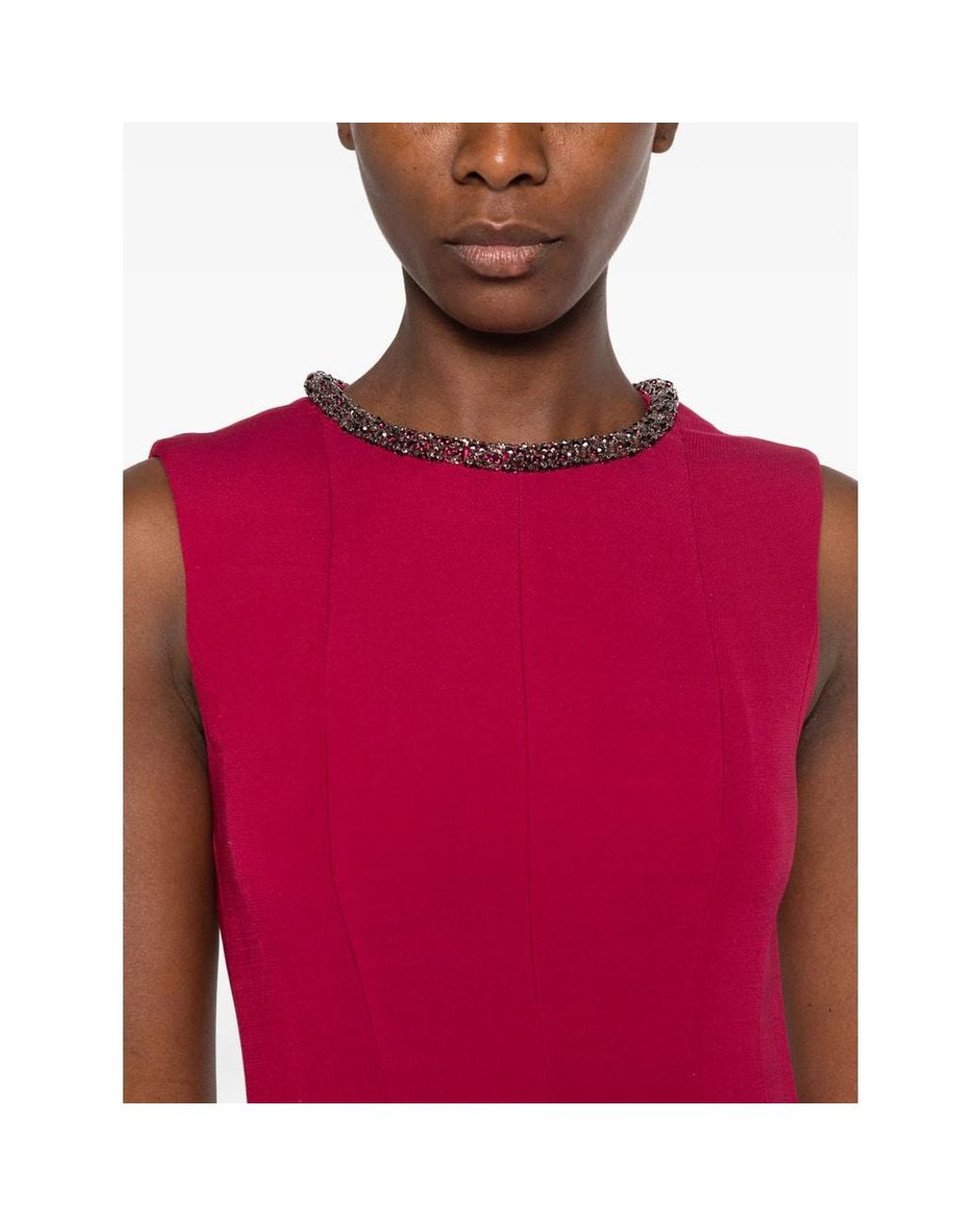 Roland Mouret Crystal-Embellished Flared Midi Dress