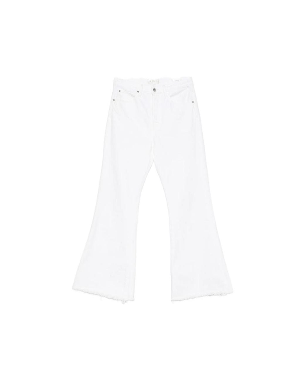 FRAME White Frayed-Hem Jeans