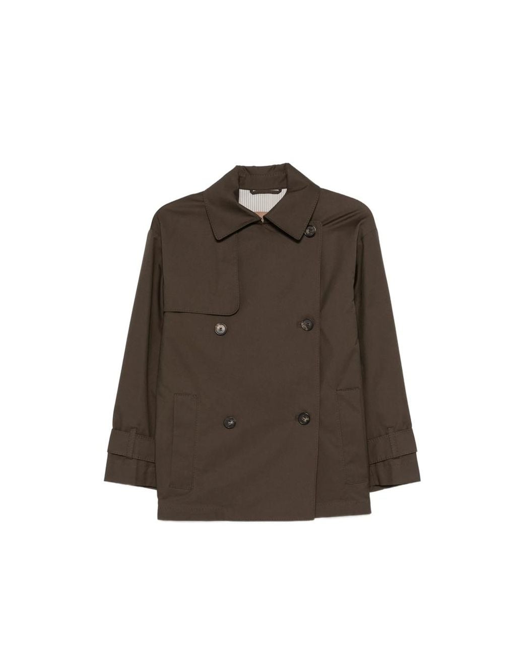 Max Mara Brown Logo-Patch Double-Breasted Coat
