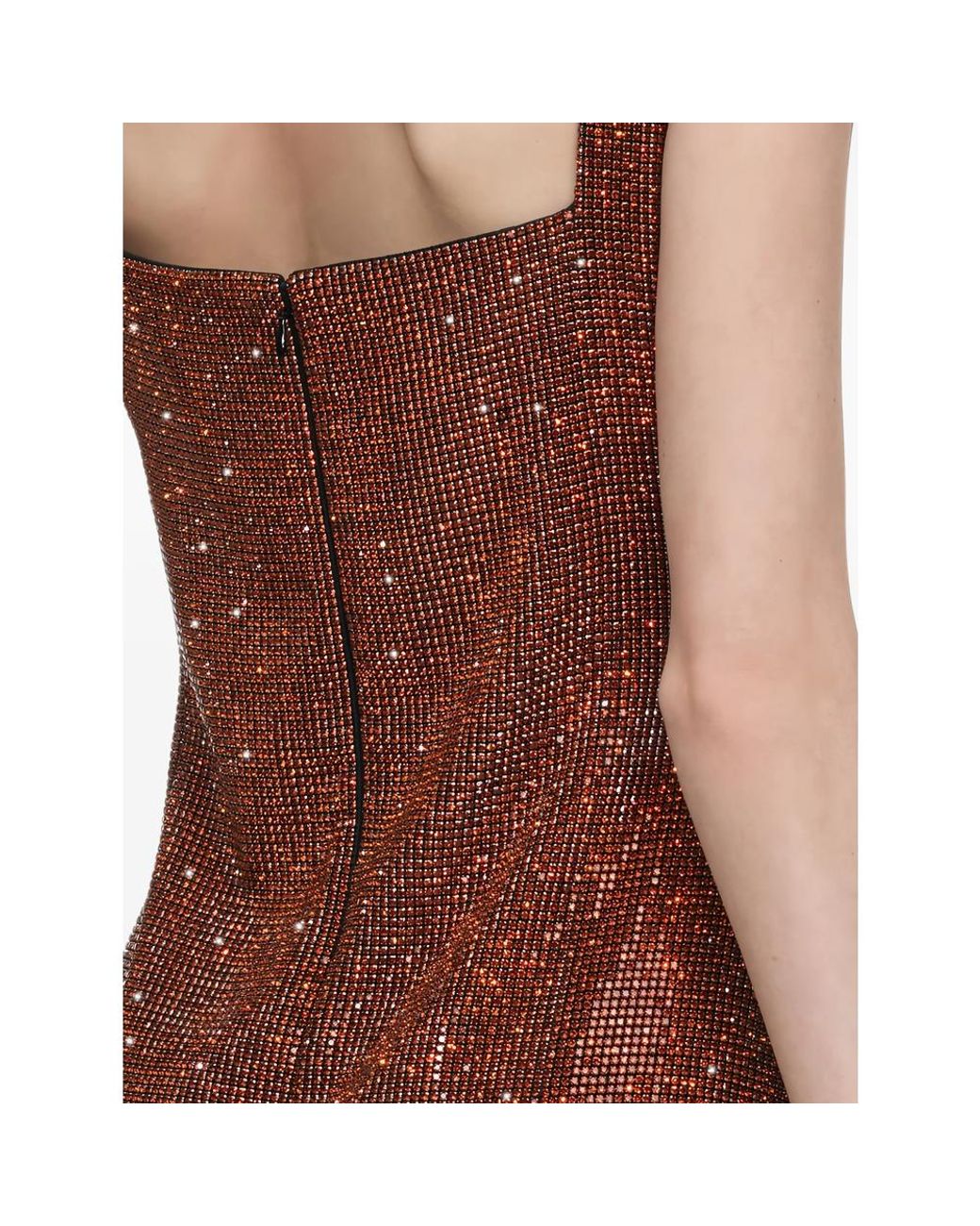 Self-Portrait Brown Crystal-Embellished Chainmail Mini Dress