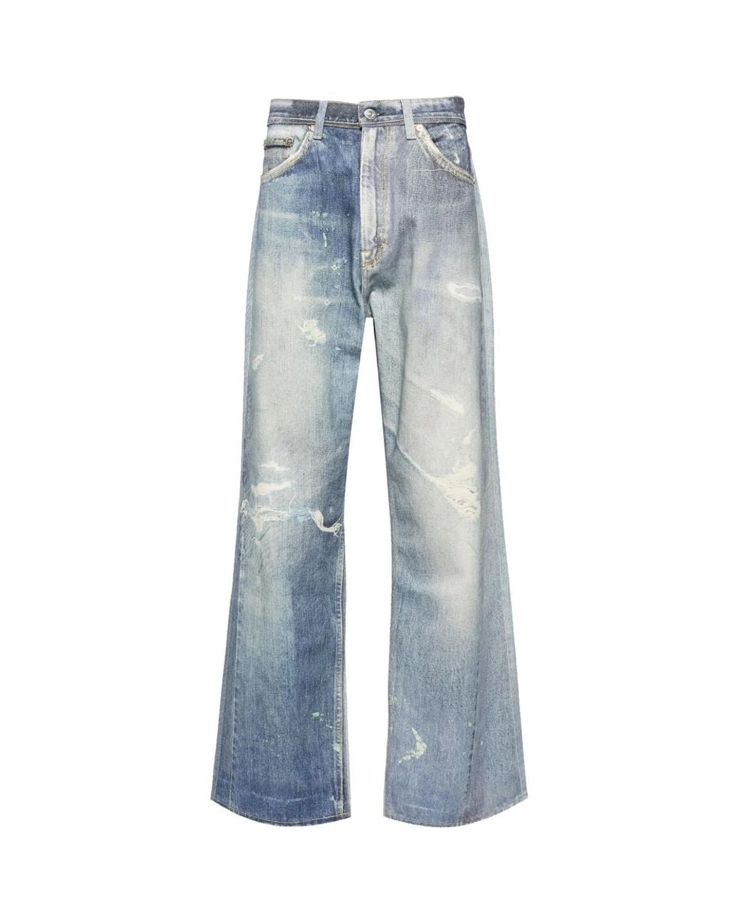 Our Legacy Blue Third Cut Distressed-Effect Denim-Print Jeans for men