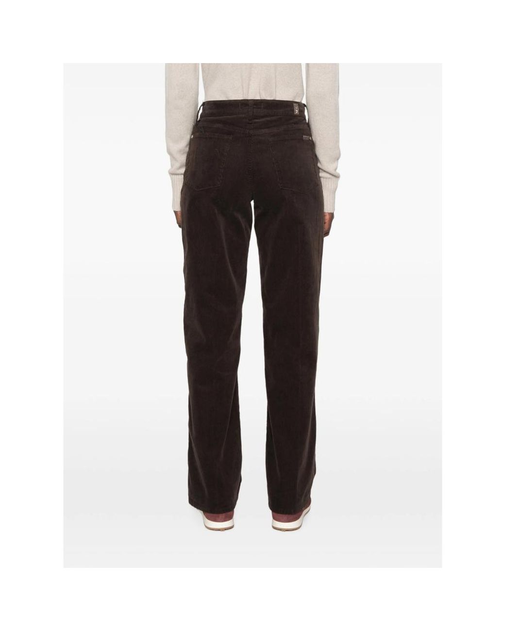 7 For All Mankind Black Stovepipe Belt-Loop Corduroy Trousers