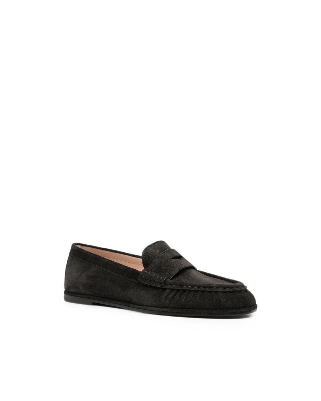 Stuart Weitzman Black Suede Slip-On Loafers