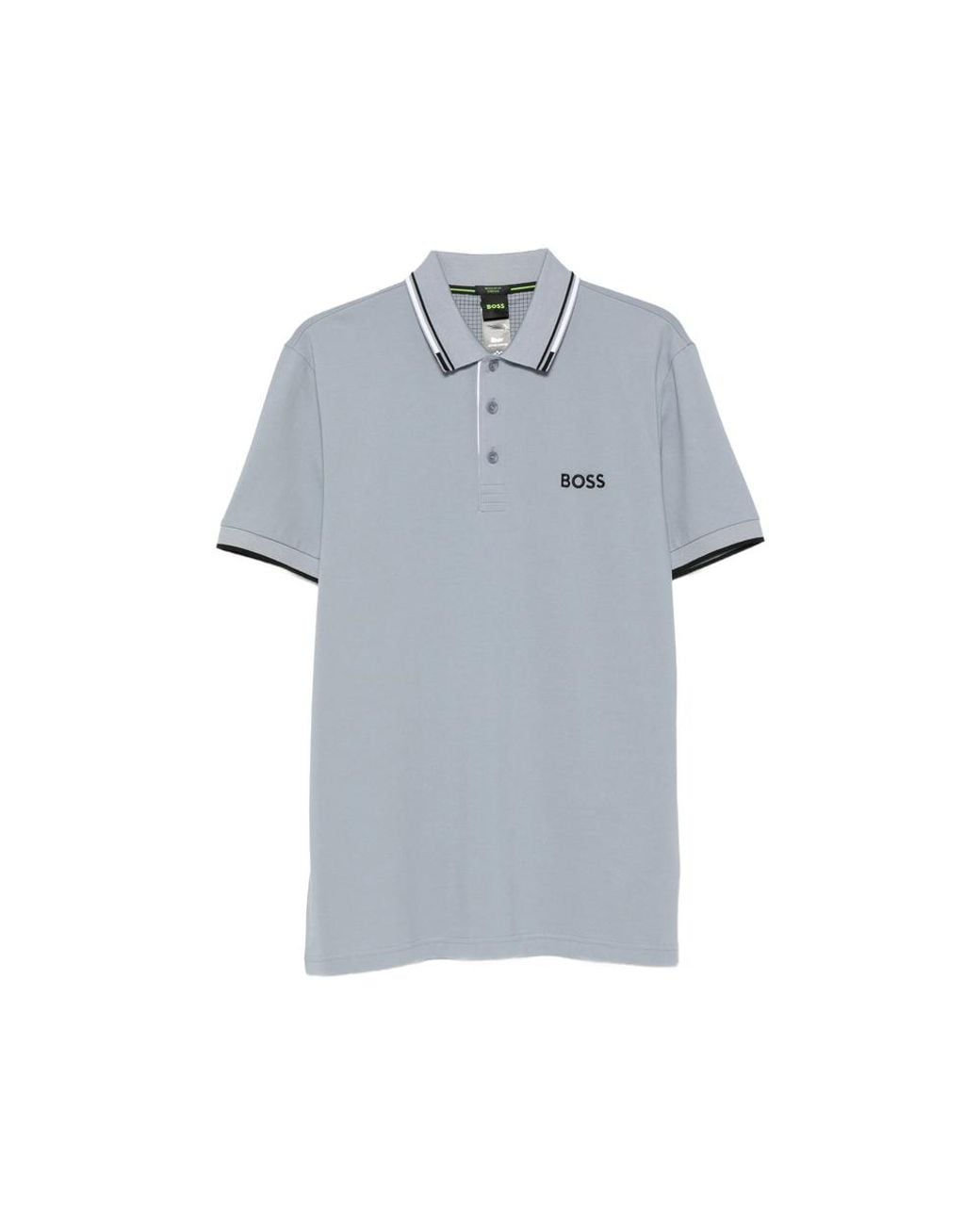 Boss Blue Logo-Print Tipped Polo Shirt for men