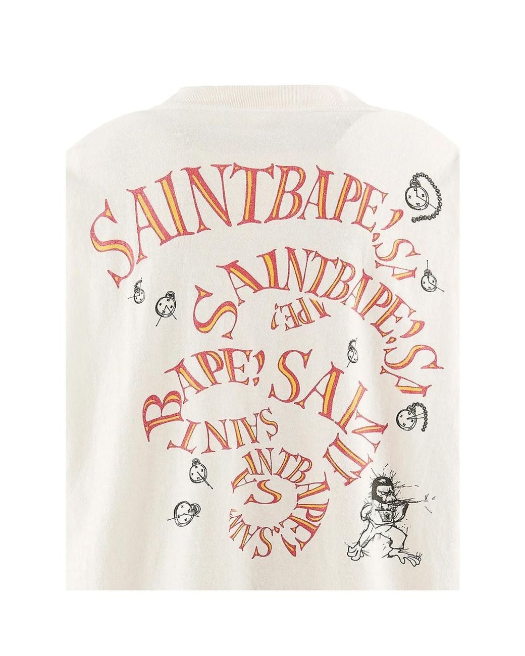 SAINT Mxxxxxx White X Bape Graphic-Print T-Shirt for men