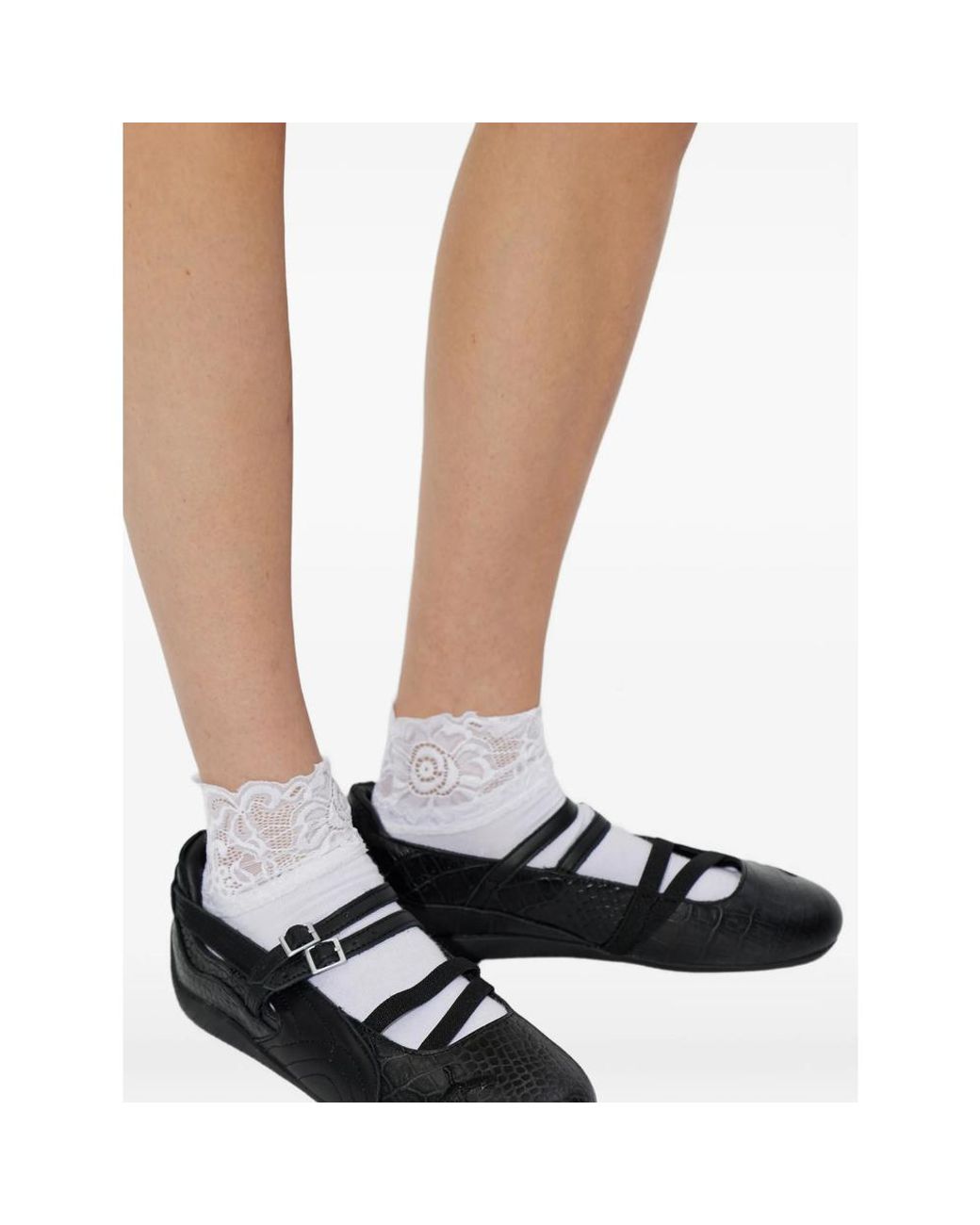 PUMA Black Speedcat Croc-Effect Ballet Flats