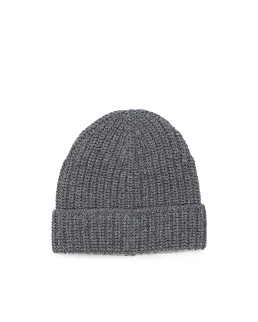 La Fileria Gray Ribbed-Knit Beanie Hat for men