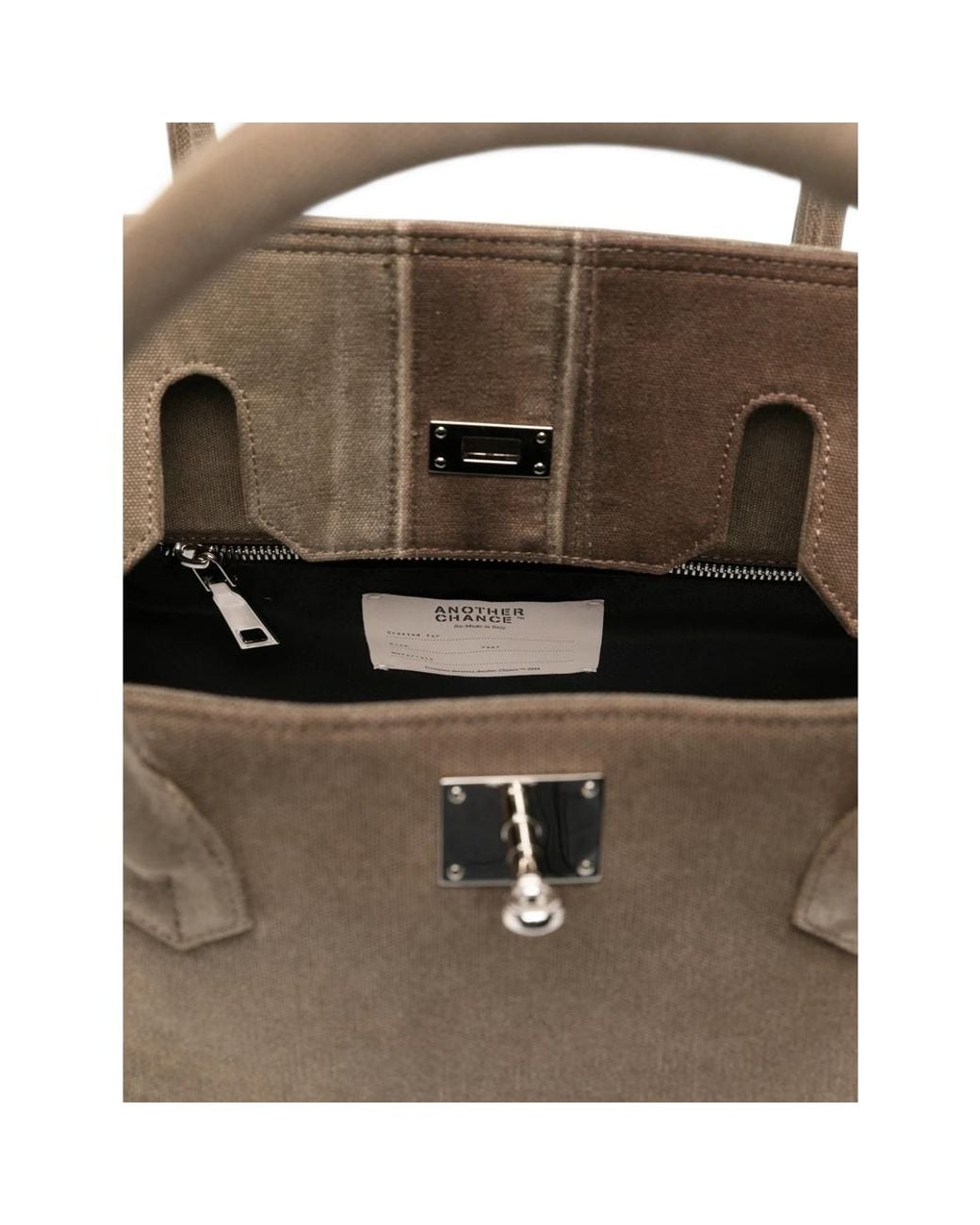 ANOTHER CHANCE Gray Panelled Logo-Patch Tote Bag for men