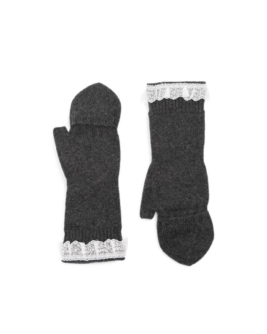 Ganni Black Wool Mittens