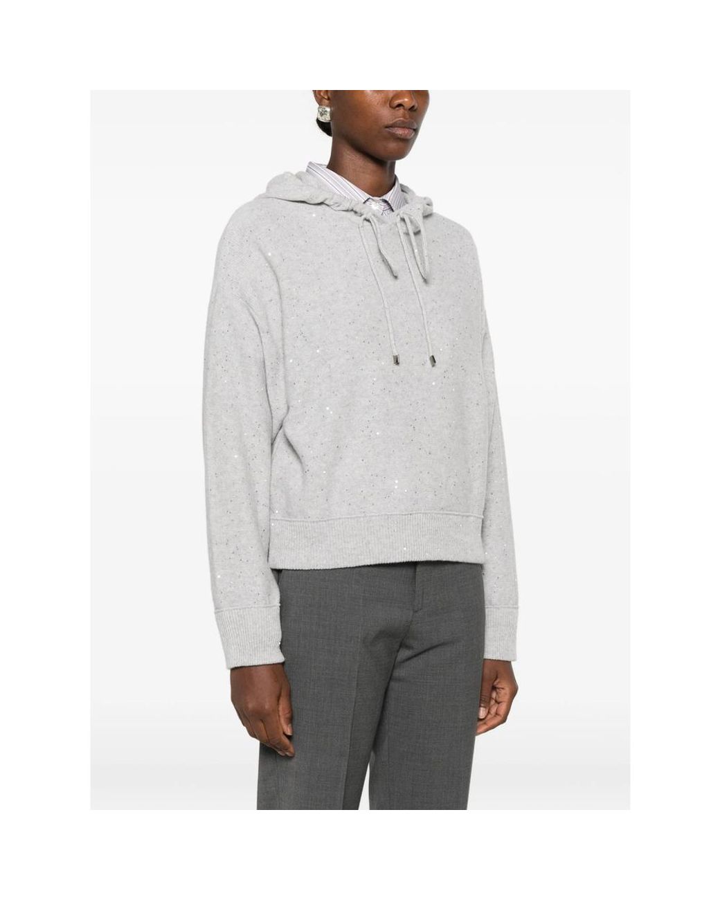 Antonelli Gray Sequin-Embellished Drawstring Hoodie