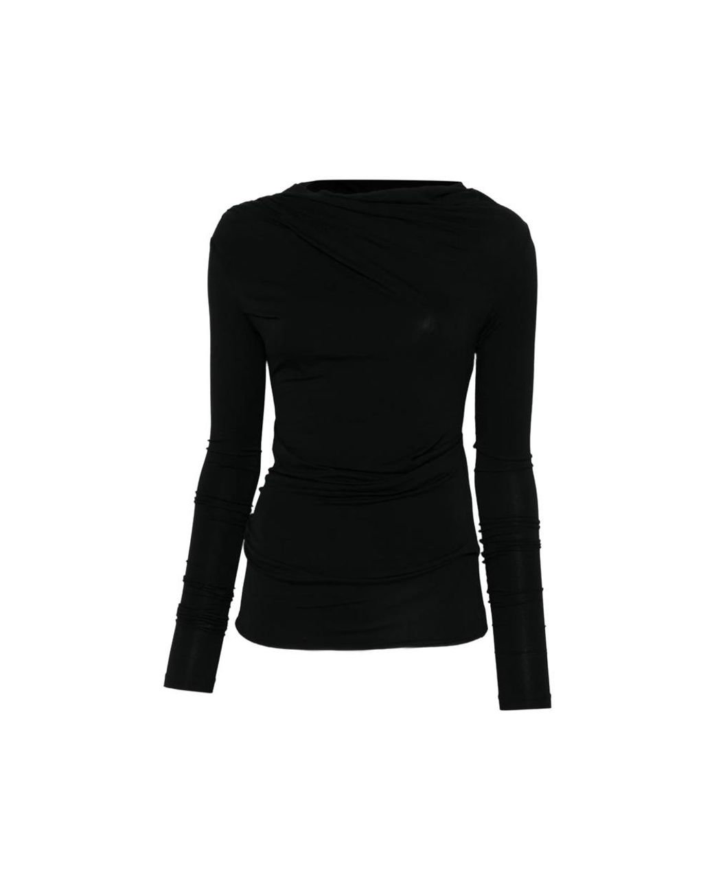 Entire studios Black Draped Long-Sleeve Top