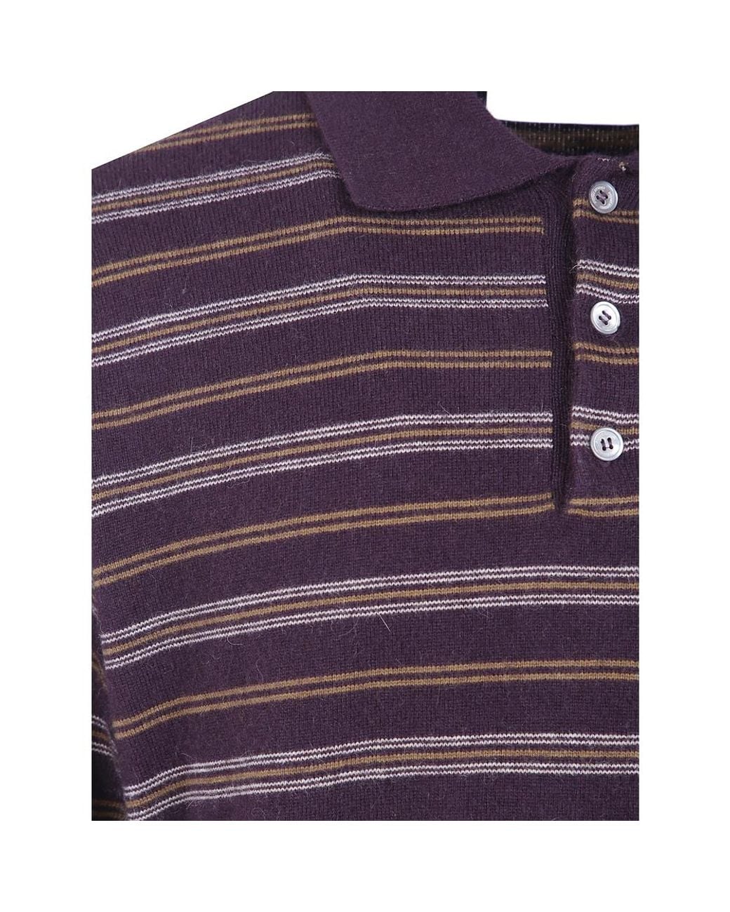 DUNST Purple Striped Polo-Collar Sweater for men