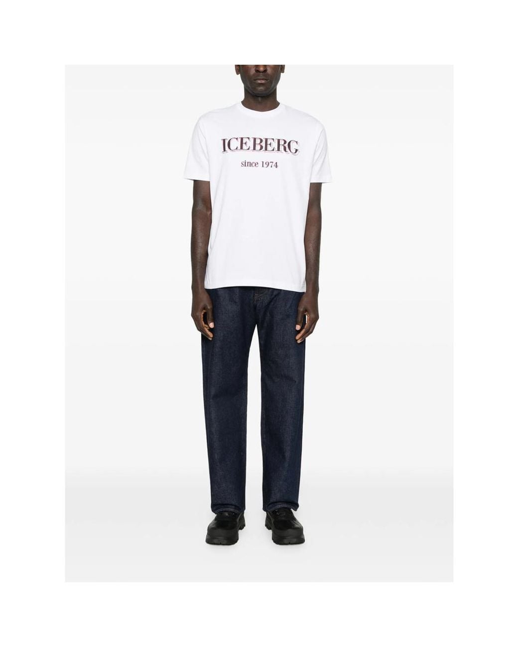 Iceberg Gray Logo-Embroidered Cotton T-Shirt for men