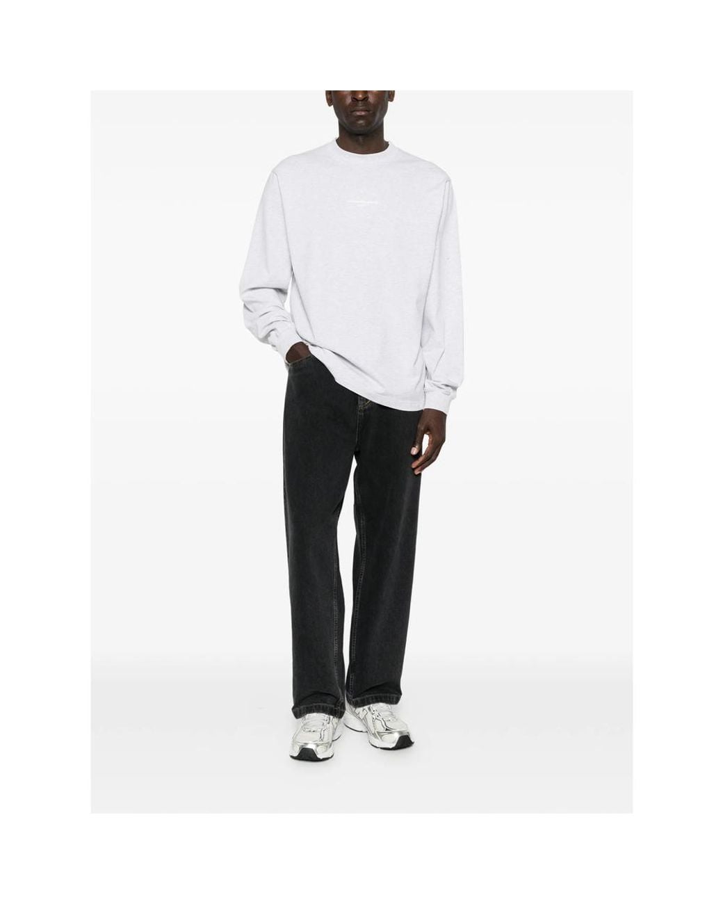 Alexander Wang White Logo-Print Long-Sleeve T-Shirt for men