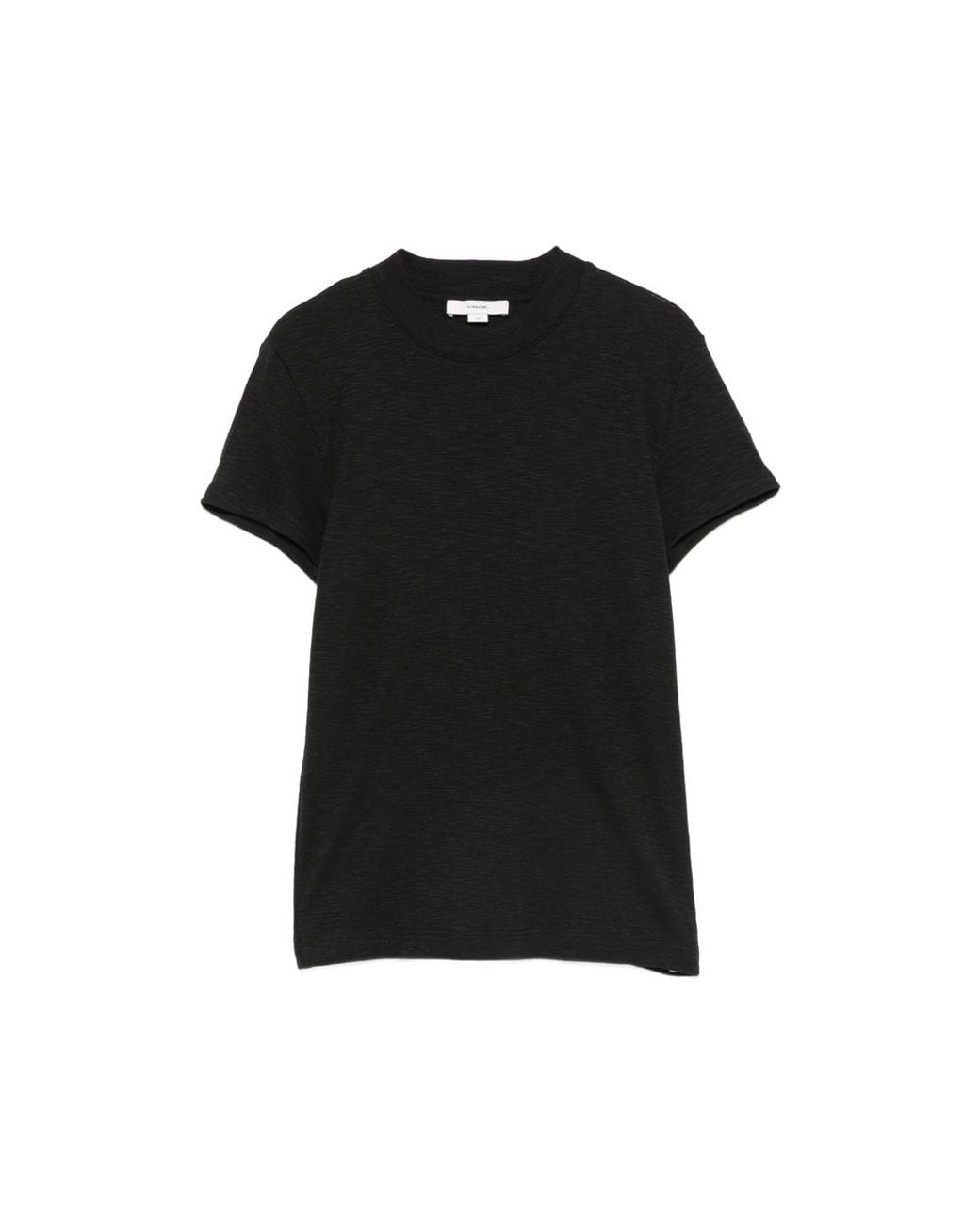 Vince Black Short-Sleeve Mock-Neck T-Shirt