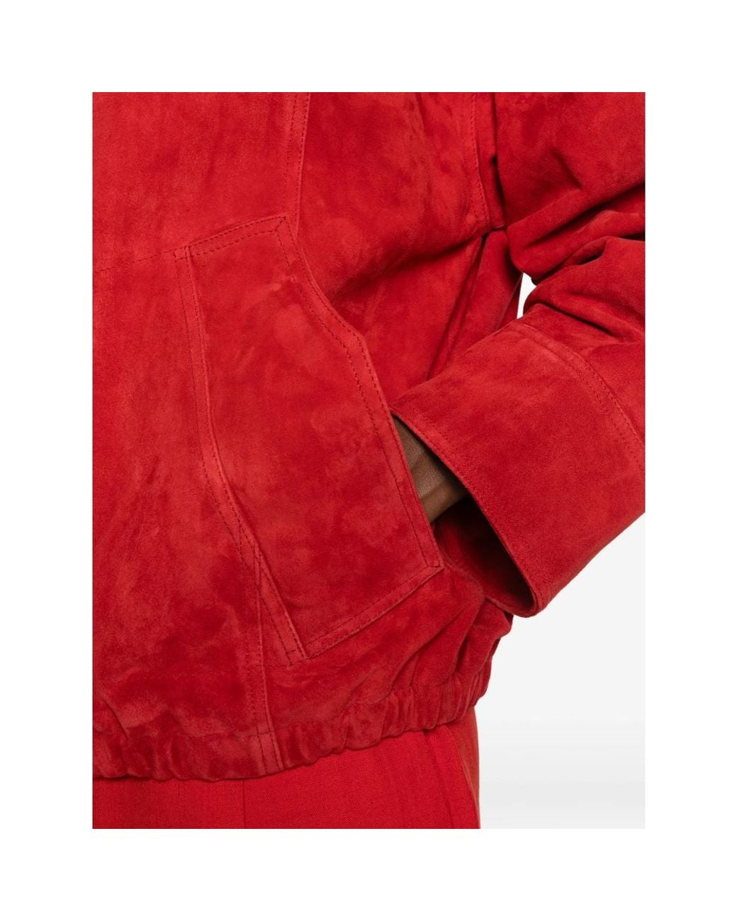 Rohe Red Suede High-Neck Jacket