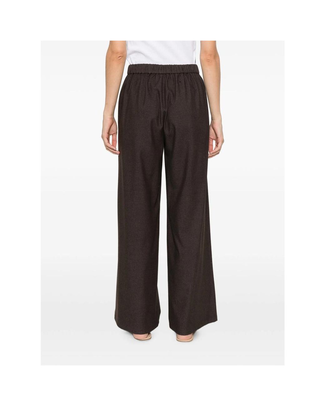 ELEH Brown Pleated Wide-Leg Trousers